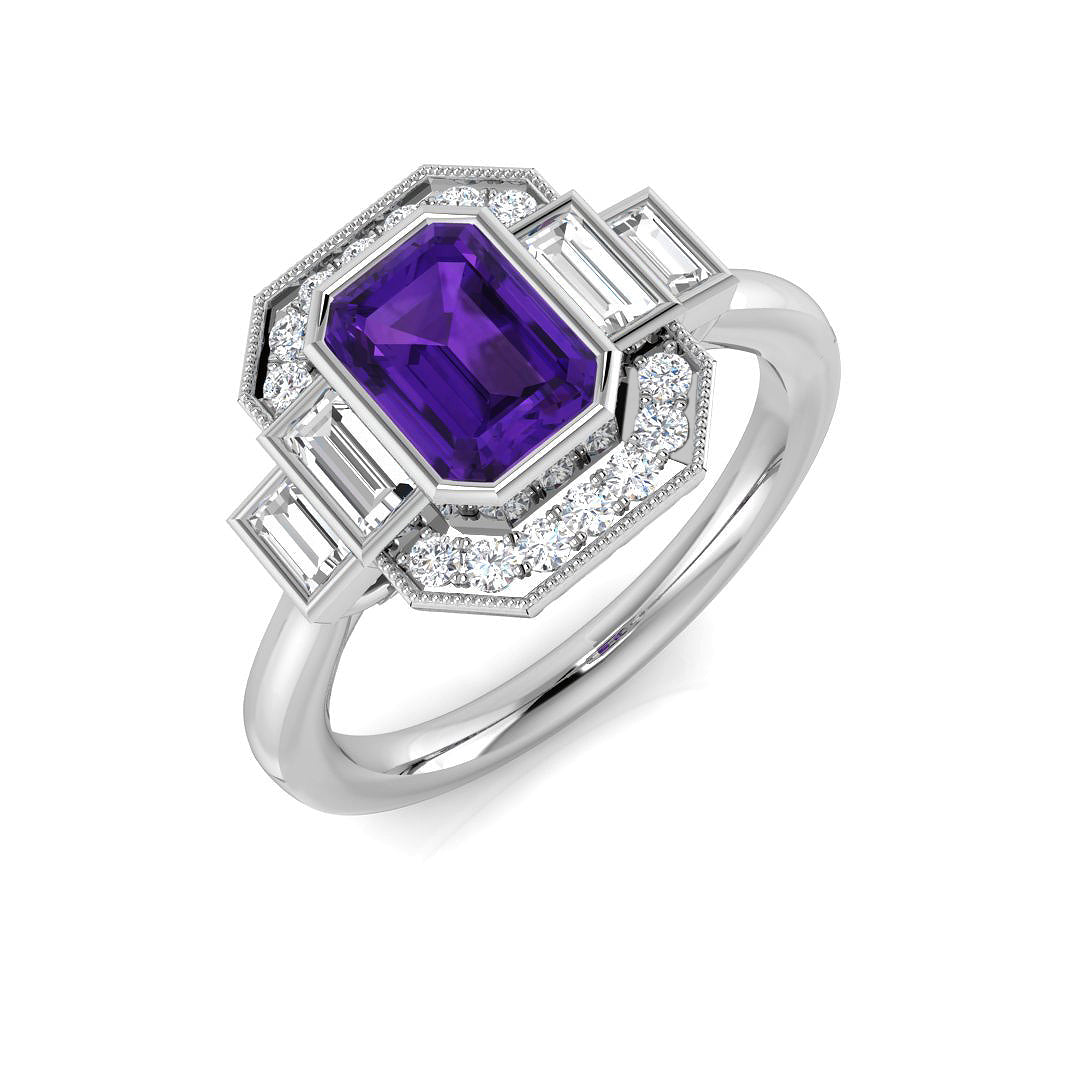 9ct White Gold 1.31ct Amethyst Ring