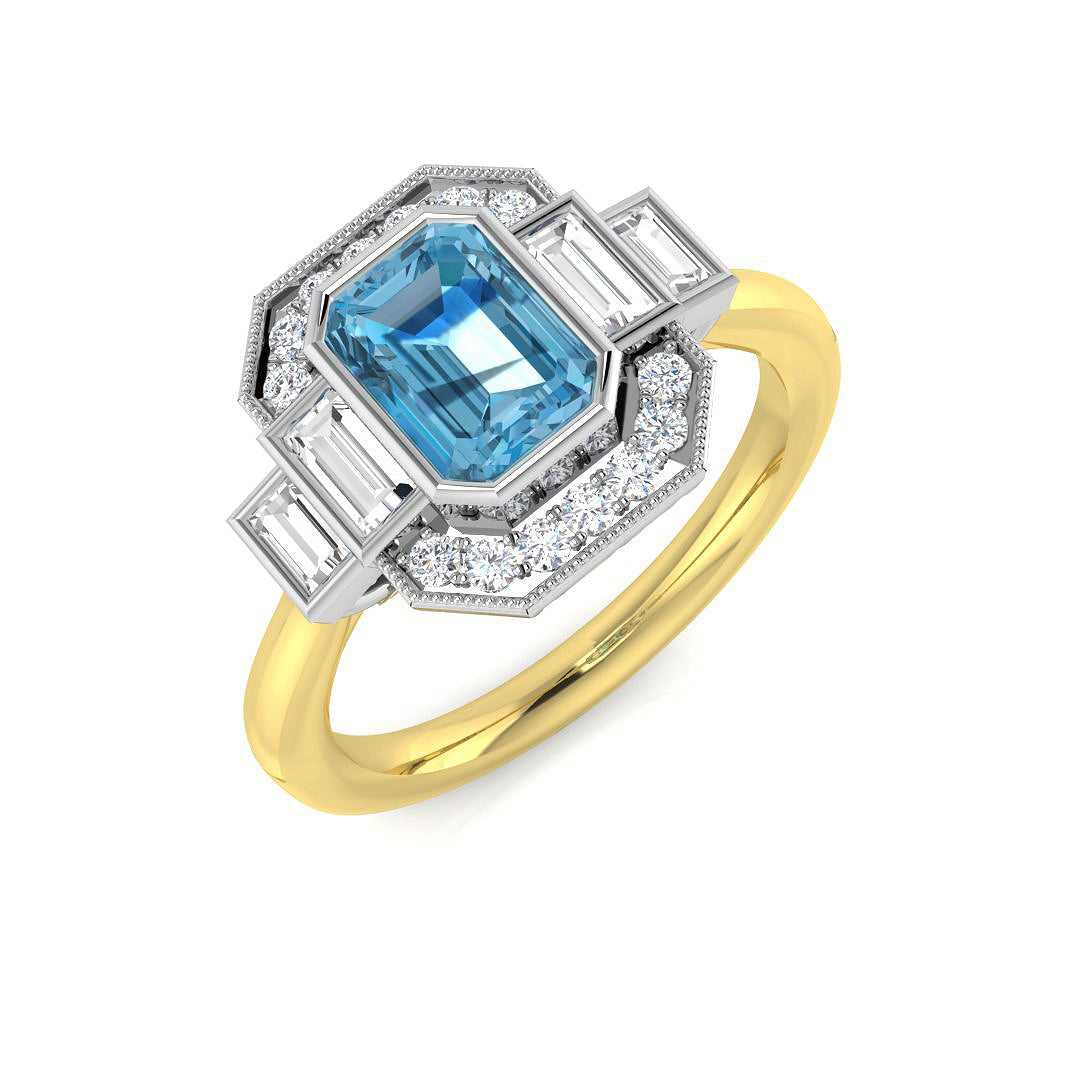 9ct Two-Tone Gold 1.49ct Sky Blue Topaz Ring