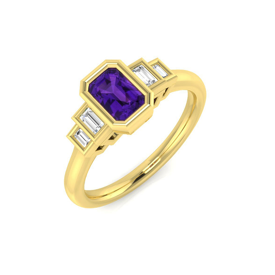 9ct Yellow Gold 0.62ct Amethyst Ring