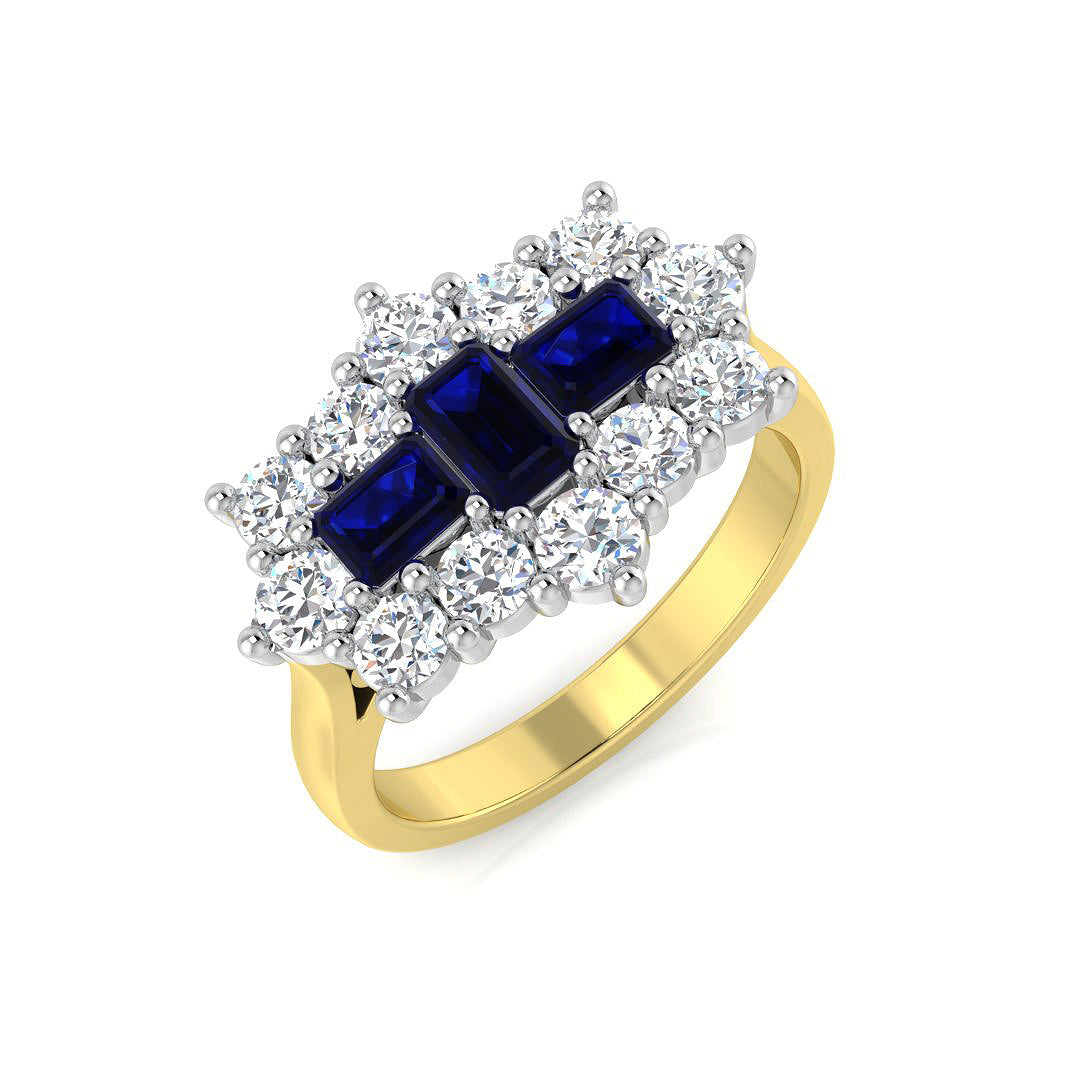 18ct Two-Tone Gold 2.08ct Blue Sapphire Ring