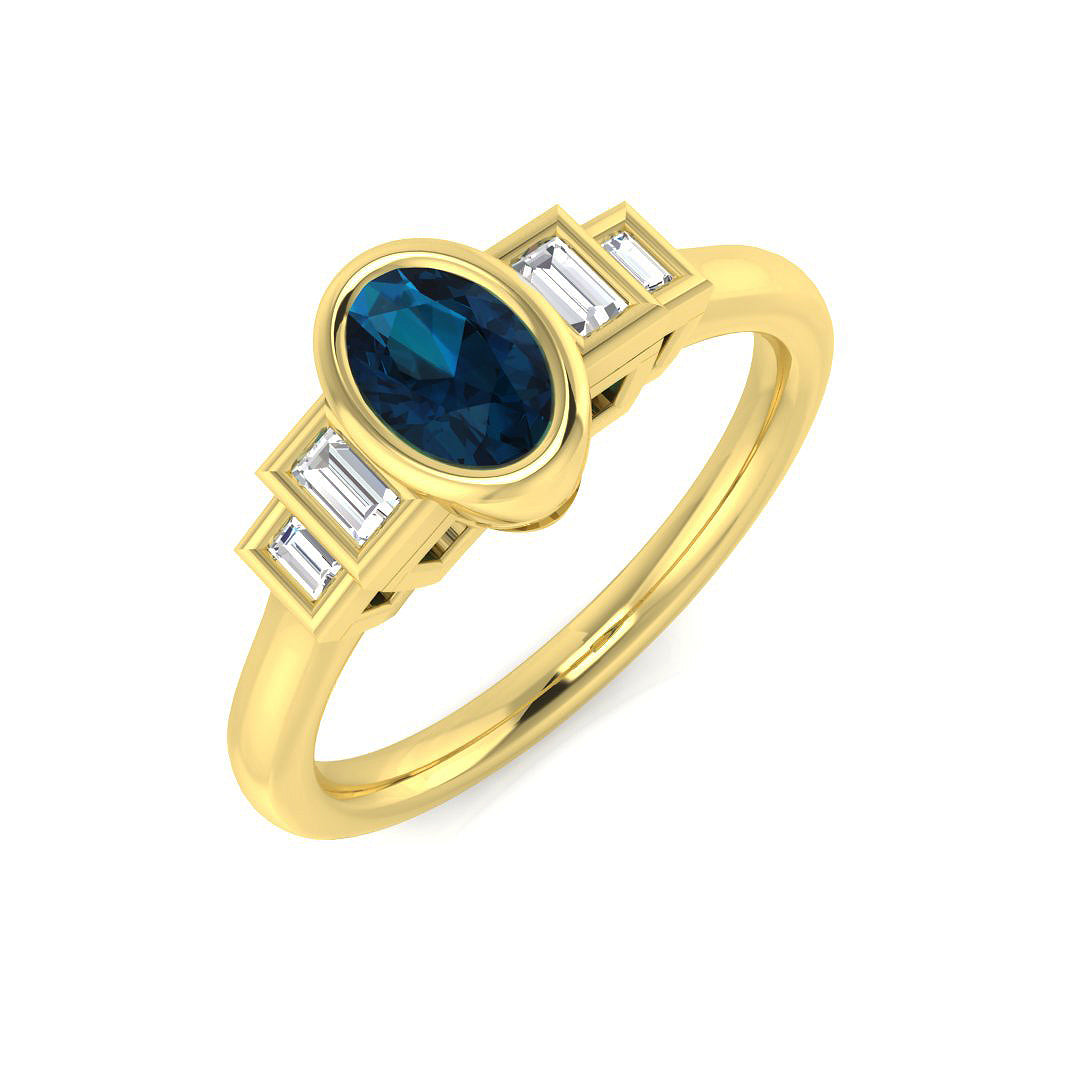 9ct Yellow Gold 0.62ct London Blue Topaz Ring