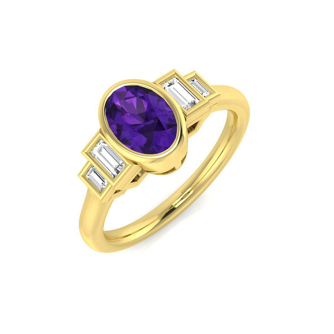 9ct Yellow Gold 0.93ct Amethyst Ring