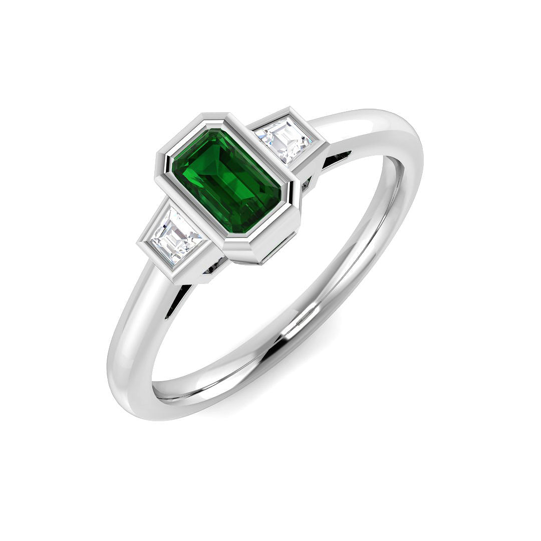 Platinum 0.37ct Emerald Ring