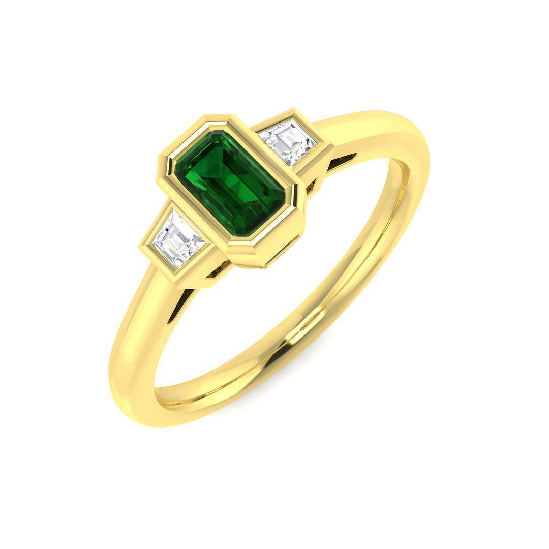 9ct Yellow Gold 0.37ct Emerald Ring
