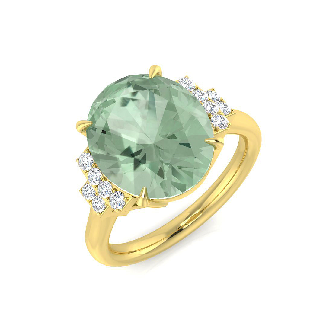 18ct Yellow Gold 4.40ct Green Amethyst Ring