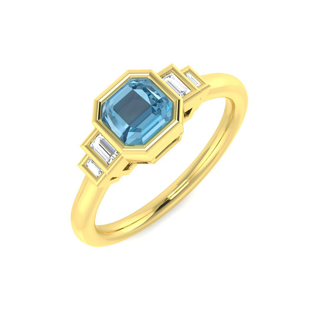 9ct Yellow Gold 0.89ct Sky Blue Topaz Ring