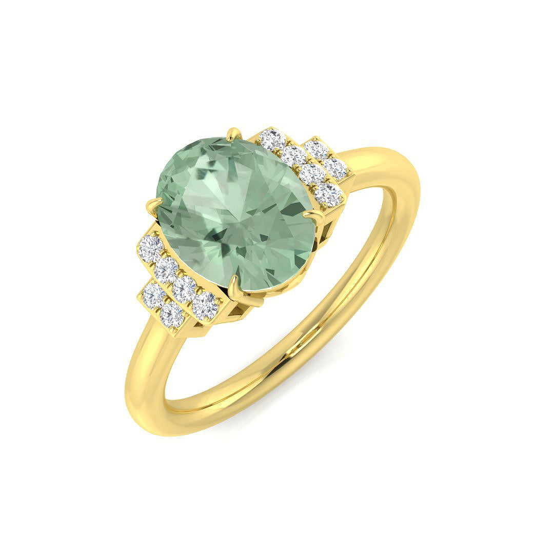 9ct Yellow Gold 1.80ct Green Amethyst Ring