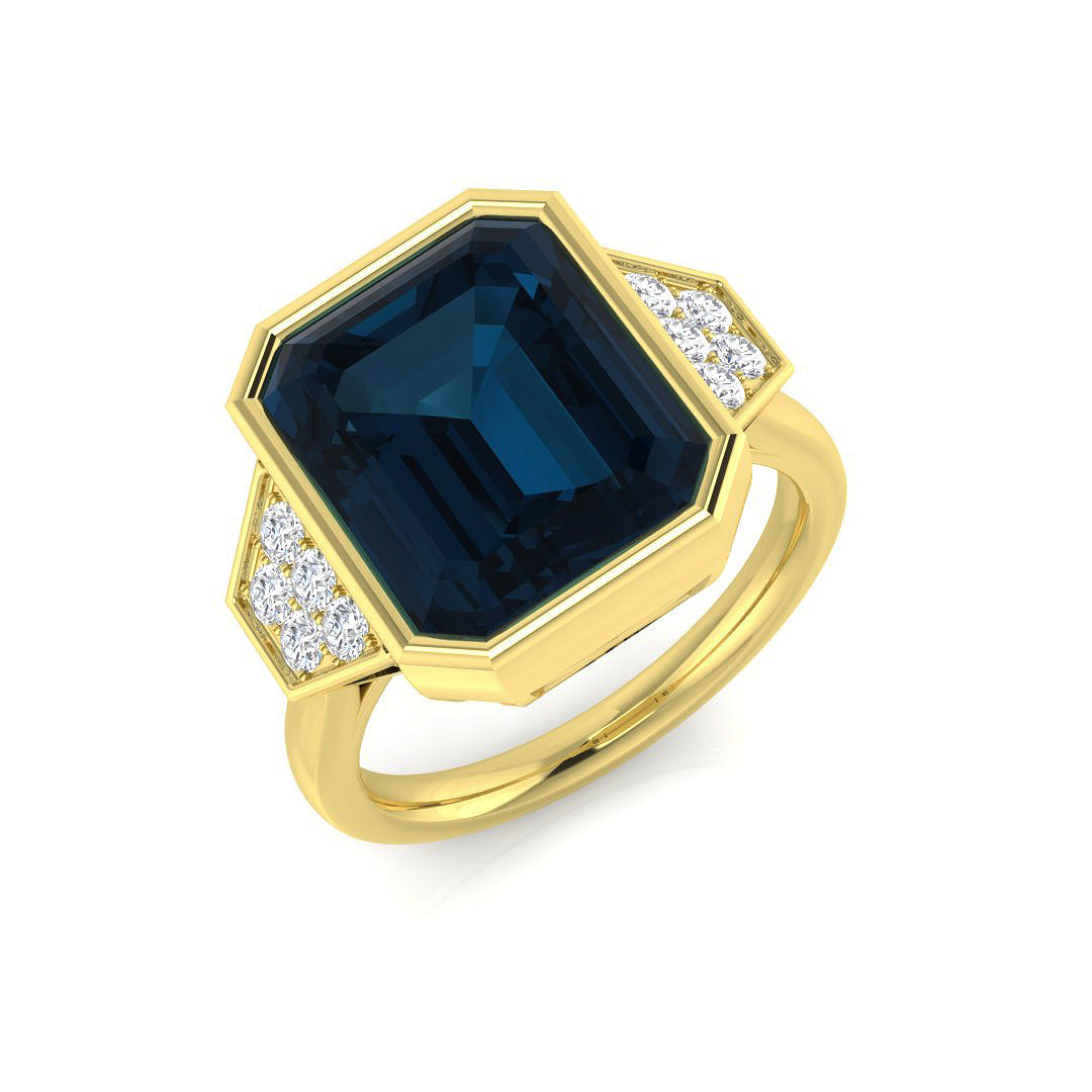 9ct Yellow Gold 5.99ct London Blue Topaz Ring