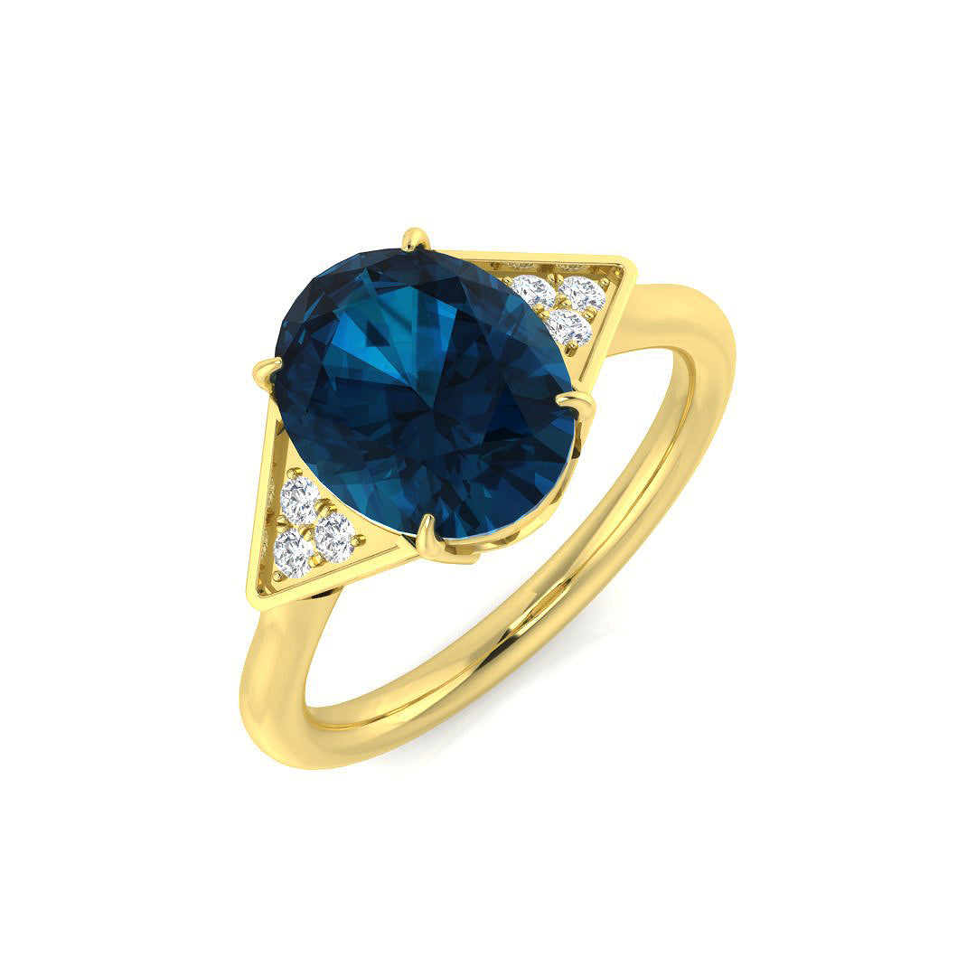 9ct Yellow Gold 3.48ct London Blue Topaz Ring