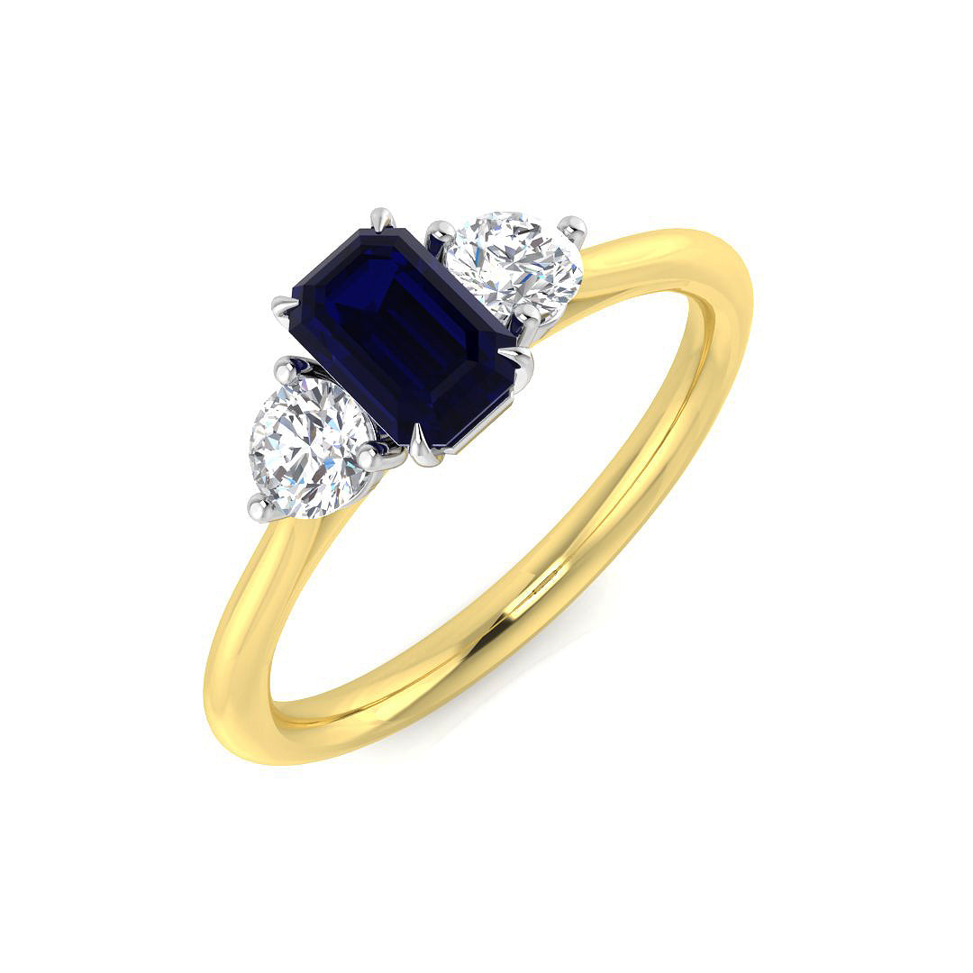 18ct Two-Tone Gold 1.05ct Blue Sapphire Ring