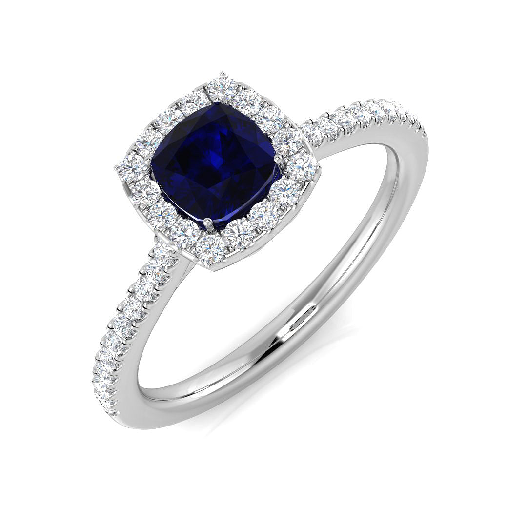 Platinum 0.74ct Blue Sapphire Ring