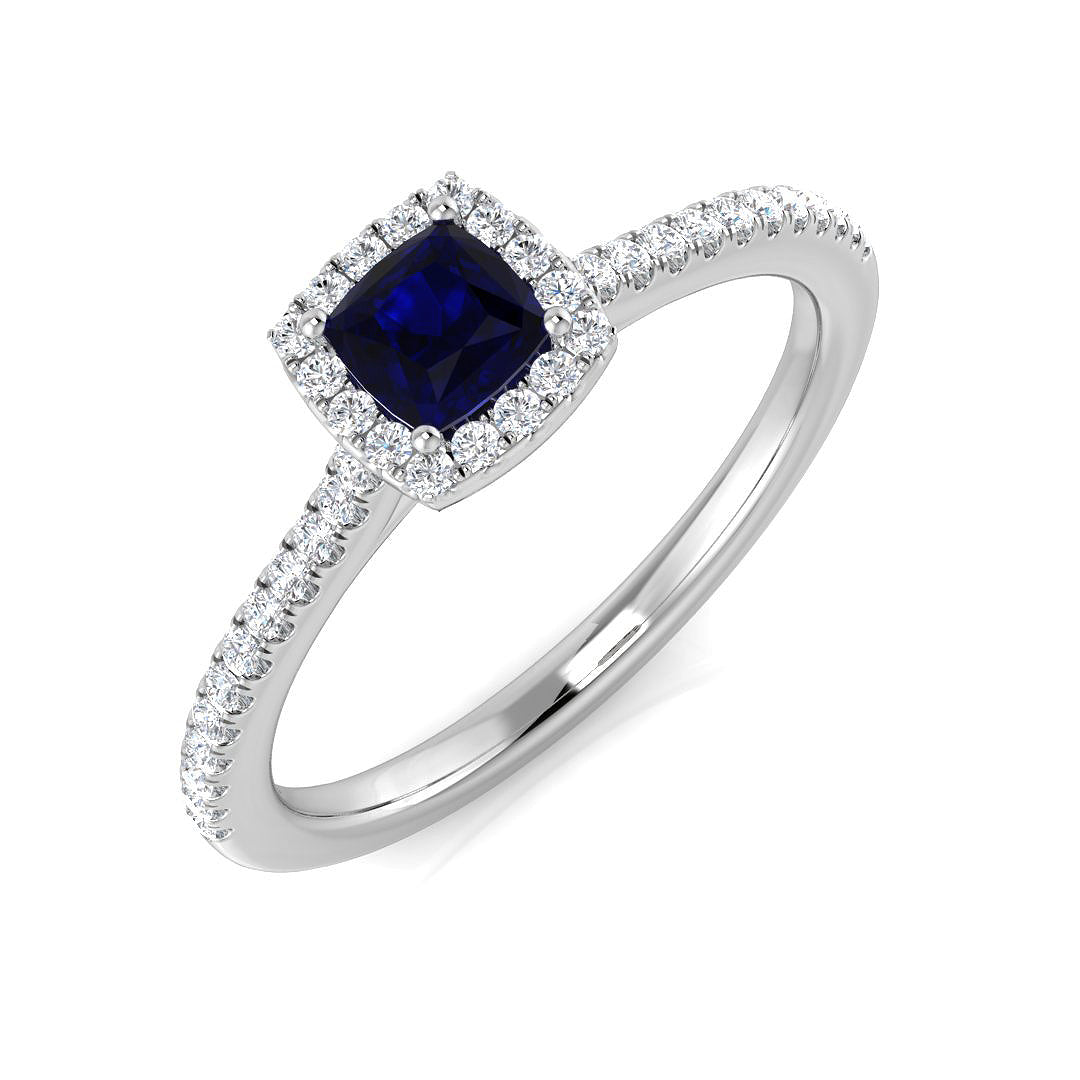 Platinum 0.42ct Blue Sapphire Ring