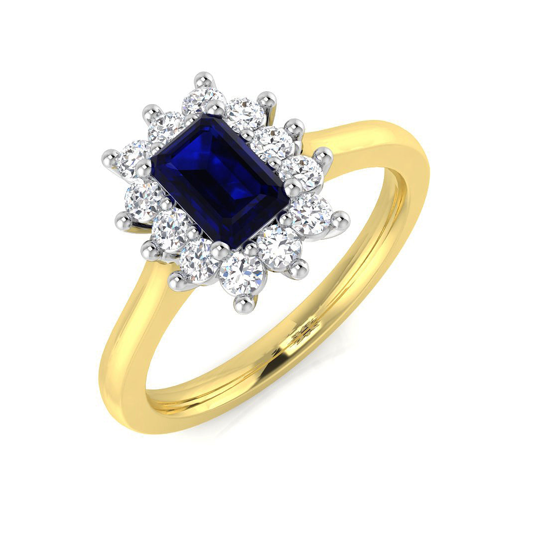 18ct Two-Tone Gold 1.14ct Blue Sapphire Ring