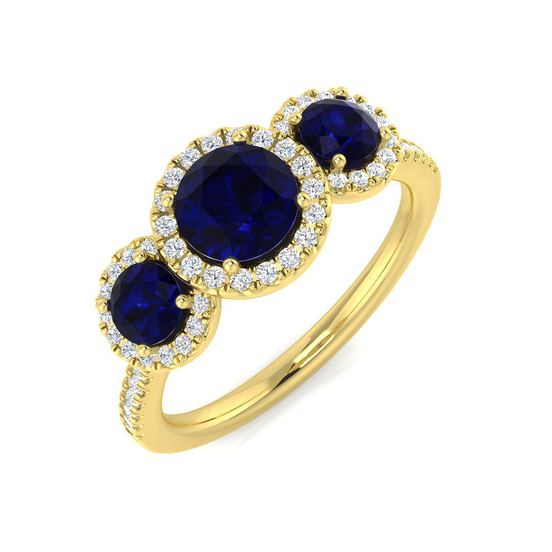18ct Two-Tone Gold 1.41ct Blue Sapphire Ring