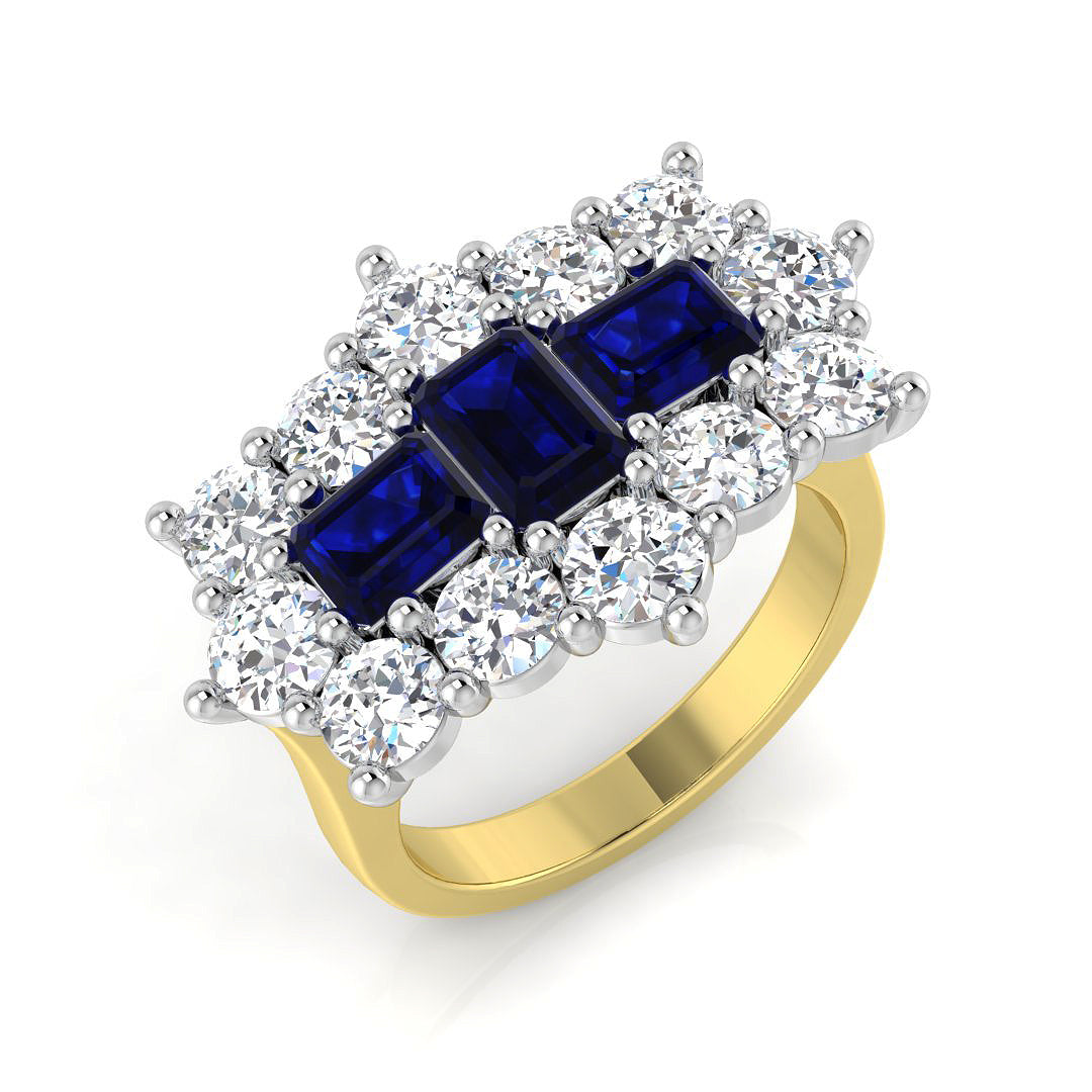 18ct Two-Tone Gold 4.45ct Blue Sapphire Ring