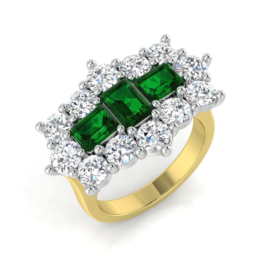 18ct Two-Tone Gold 3.98ct Emerald Ring