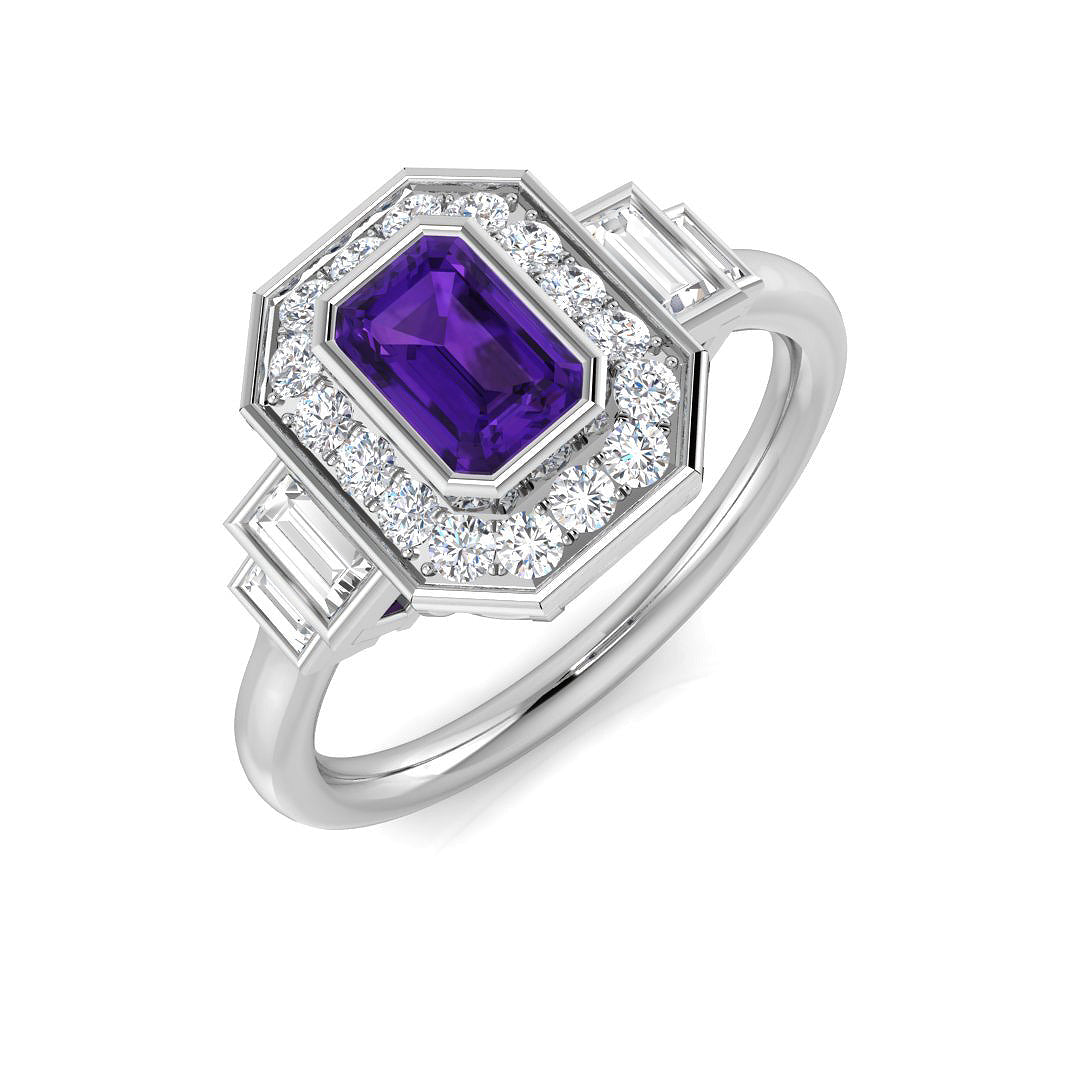 9ct White Gold 0.87ct Amethyst Ring