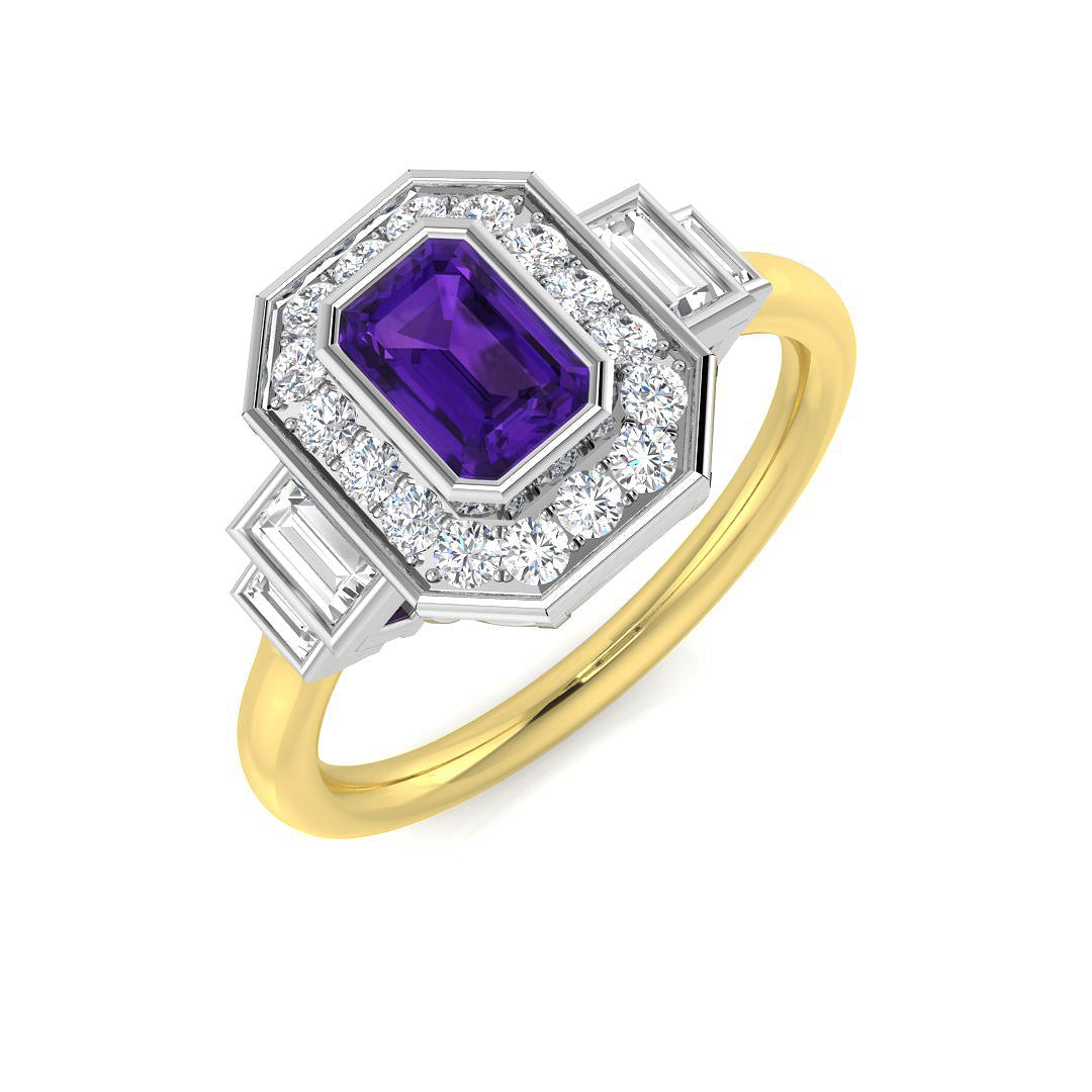 9ct Two-Tone Gold 0.87ct Amethyst Ring