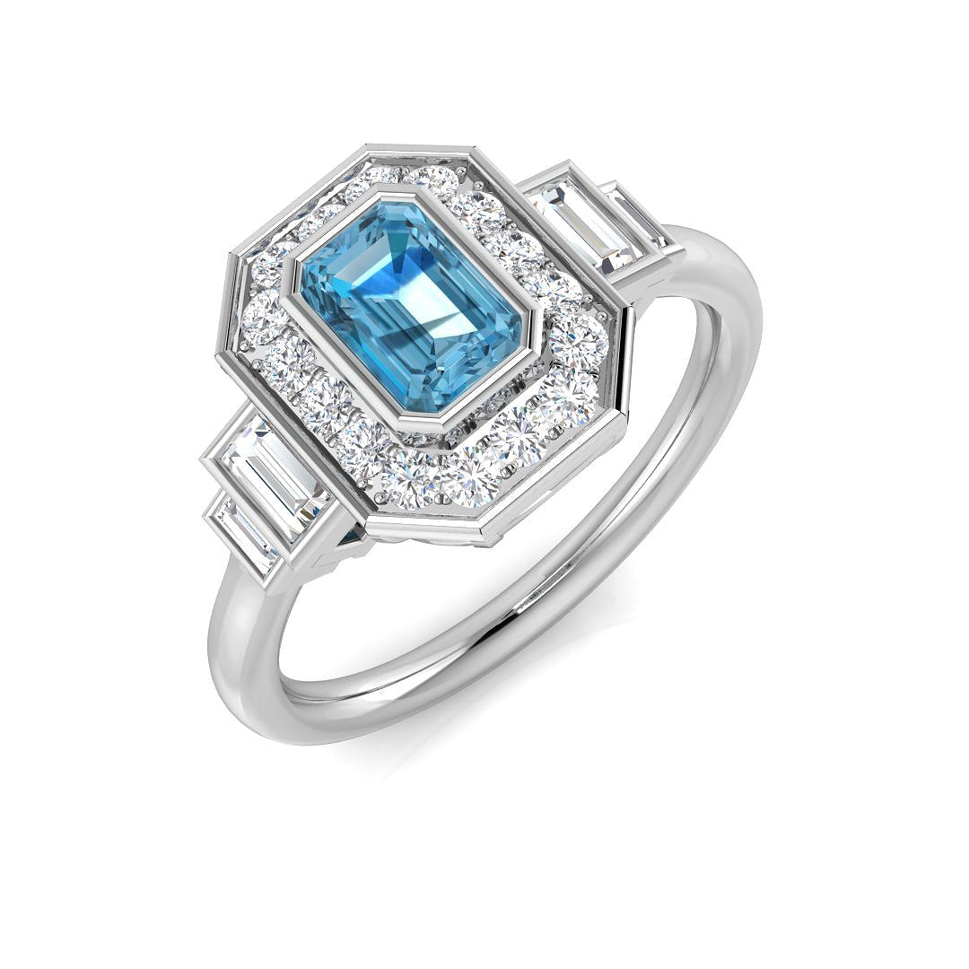 9ct White Gold 1.13ct Sky Blue Topaz Ring