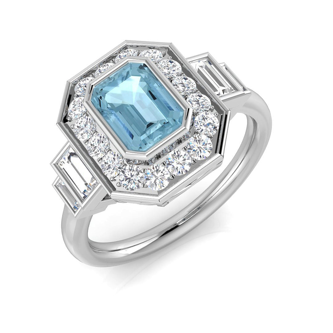 9ct White Gold 1.42ct Aquamarine Ring