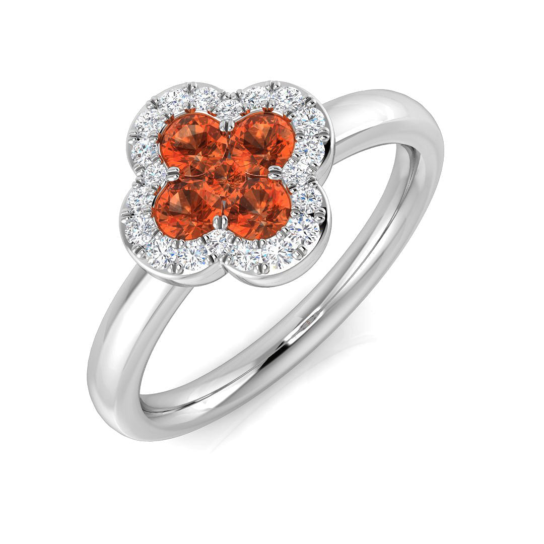 18ct White Gold 0.61ct Orange Sapphire Ring