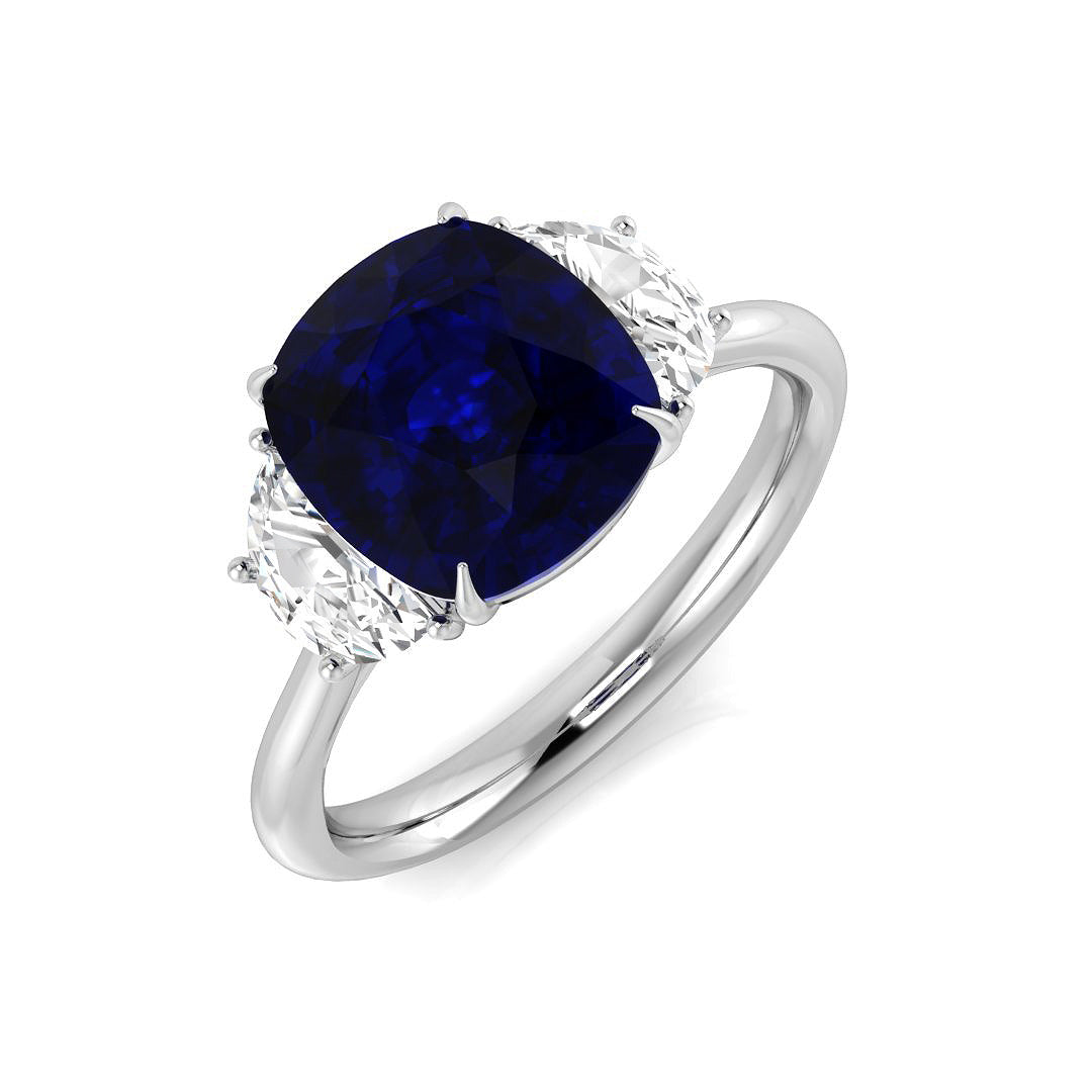 Platinum 3.51ct Blue Sapphire Ring