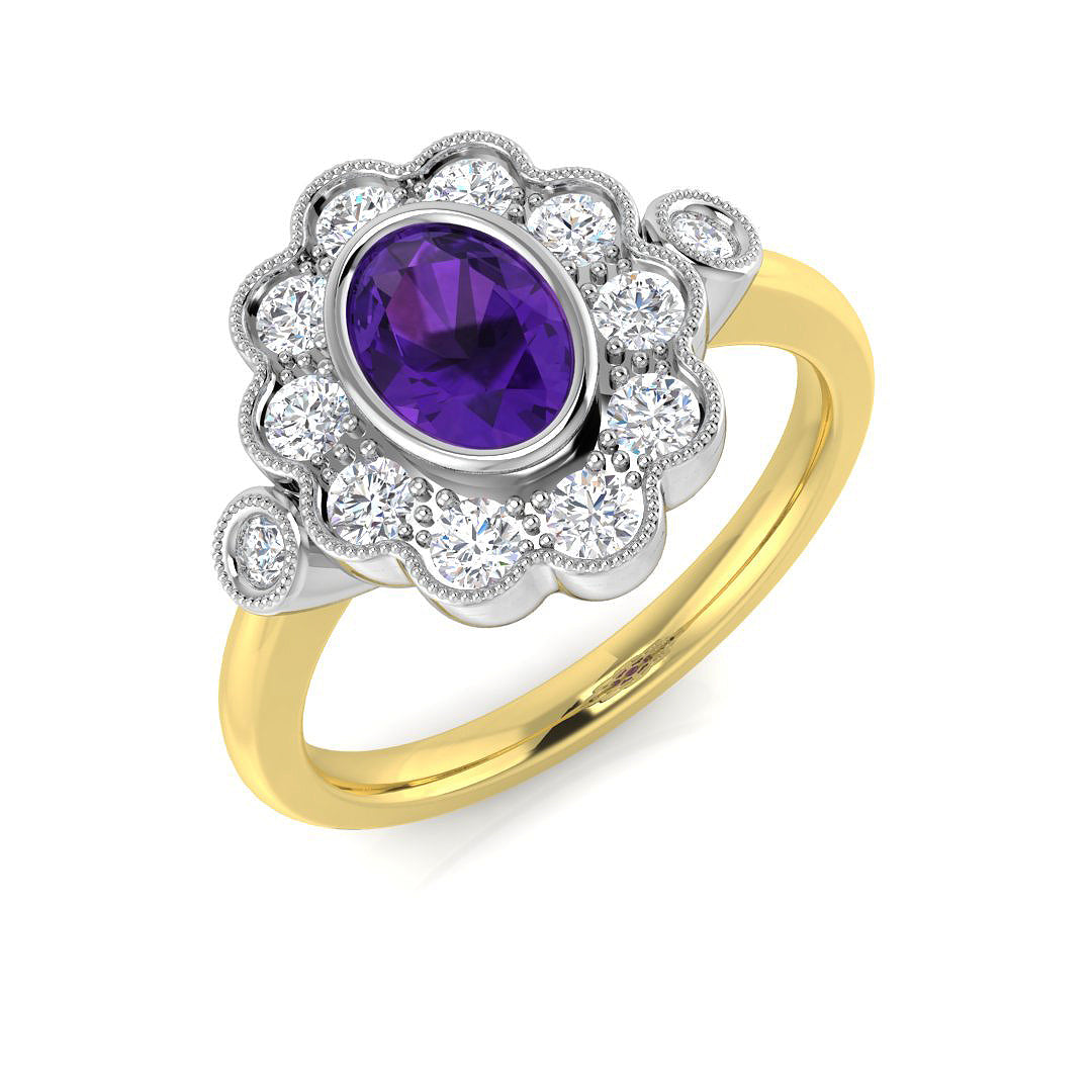 9ct Two-Tone Gold 1.18ct Amethyst Ring