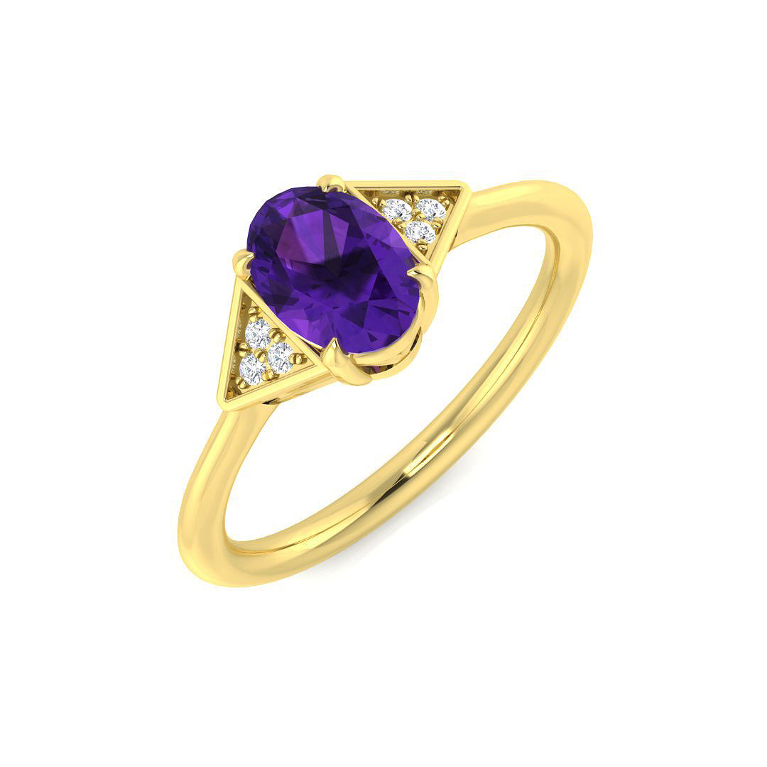 9ct Yellow Gold 0.61ct Amethyst Ring