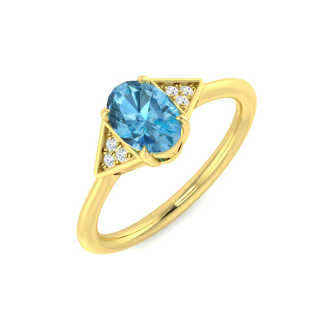 9ct Yellow Gold 1.04ct Sky Blue Topaz Ring
