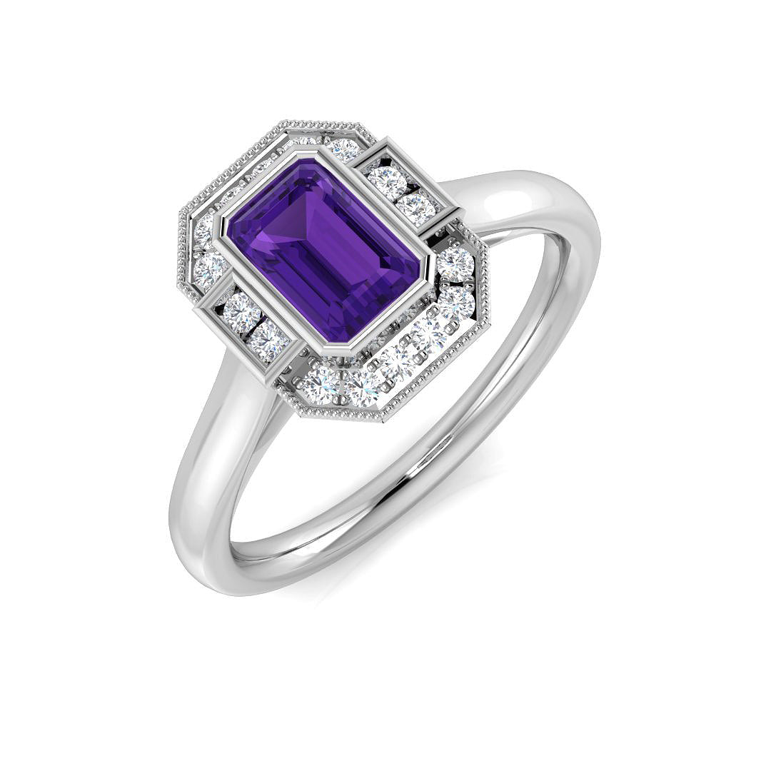 9ct White Gold 0.74ct Amethyst Ring