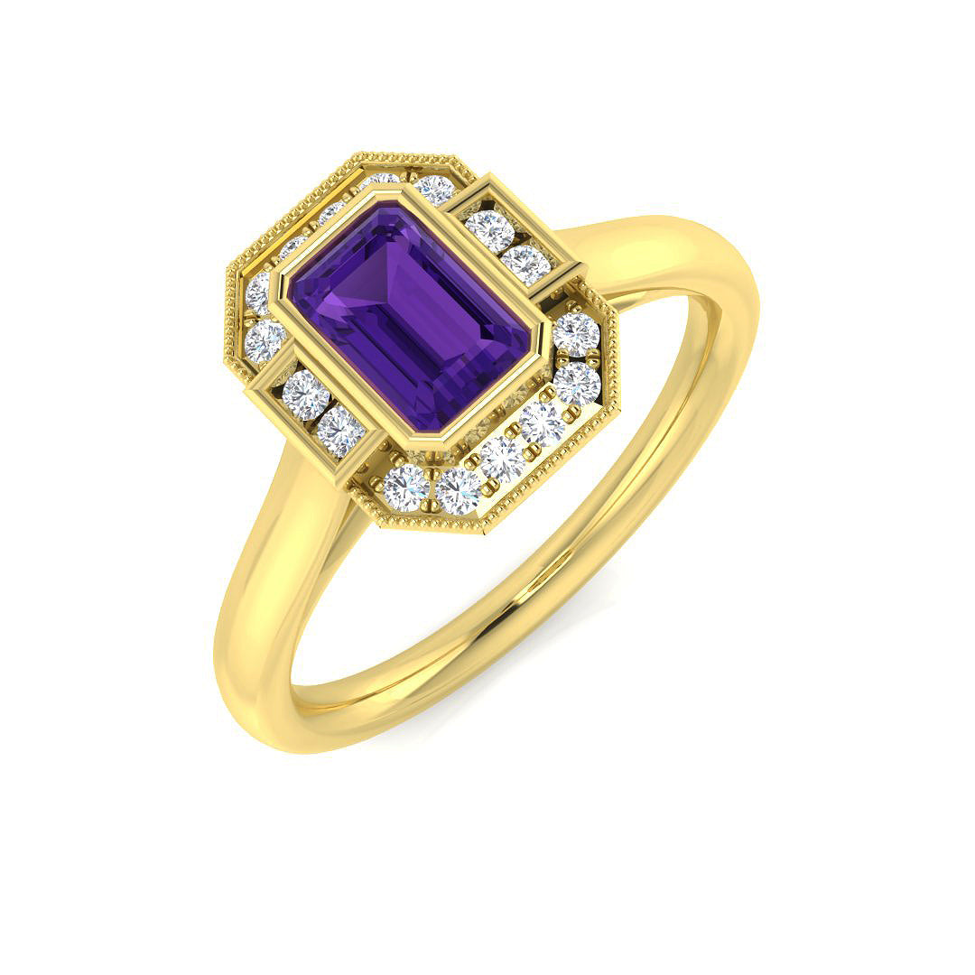 9ct Yellow Gold 0.74ct Amethyst Ring