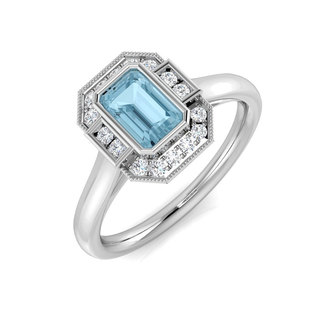 9ct White Gold 0.62ct Aquamarine Ring