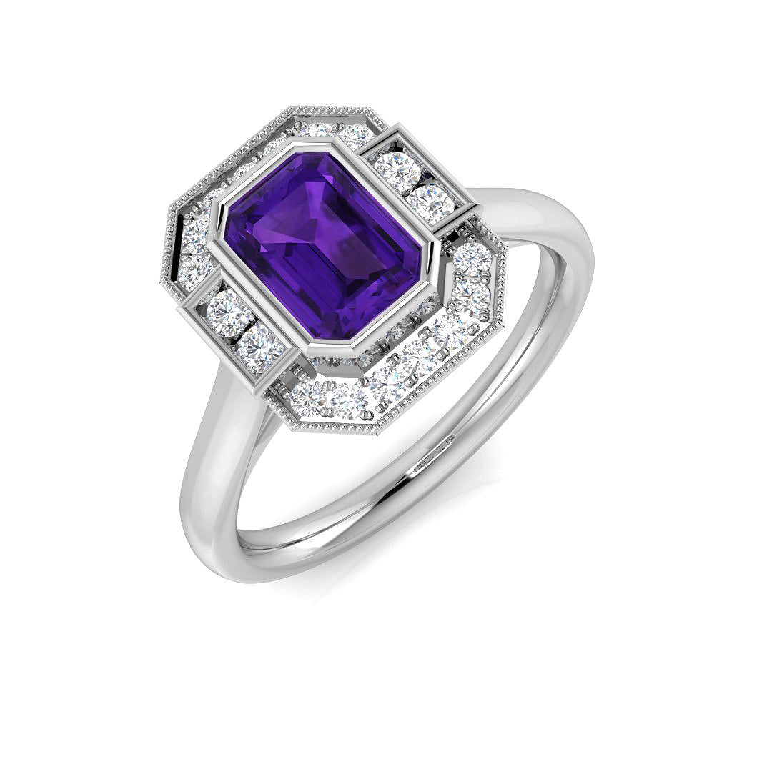9ct White Gold 0.99ct Amethyst Ring