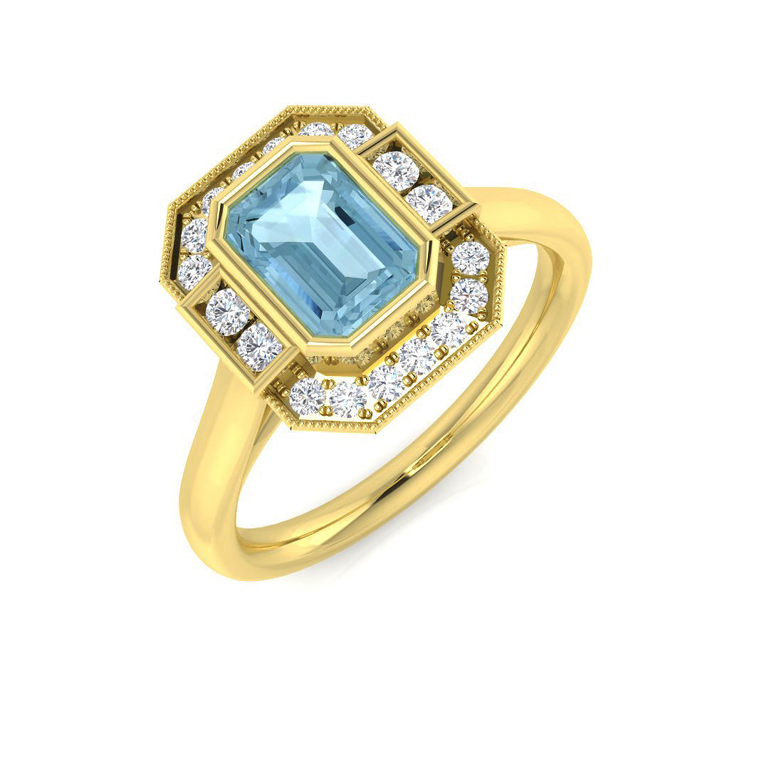 9ct Yellow Gold 0.93ct Aquamarine Ring