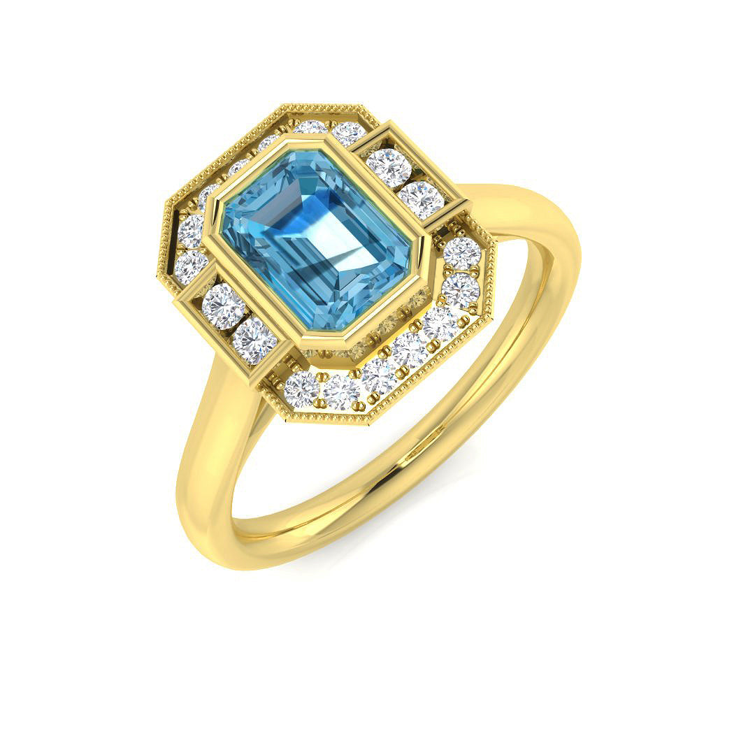 9ct Yellow Gold 1.49ct Sky Blue Topaz Ring