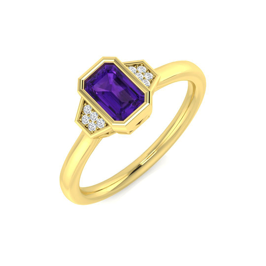 9ct Yellow Gold 0.52ct Amethyst Ring