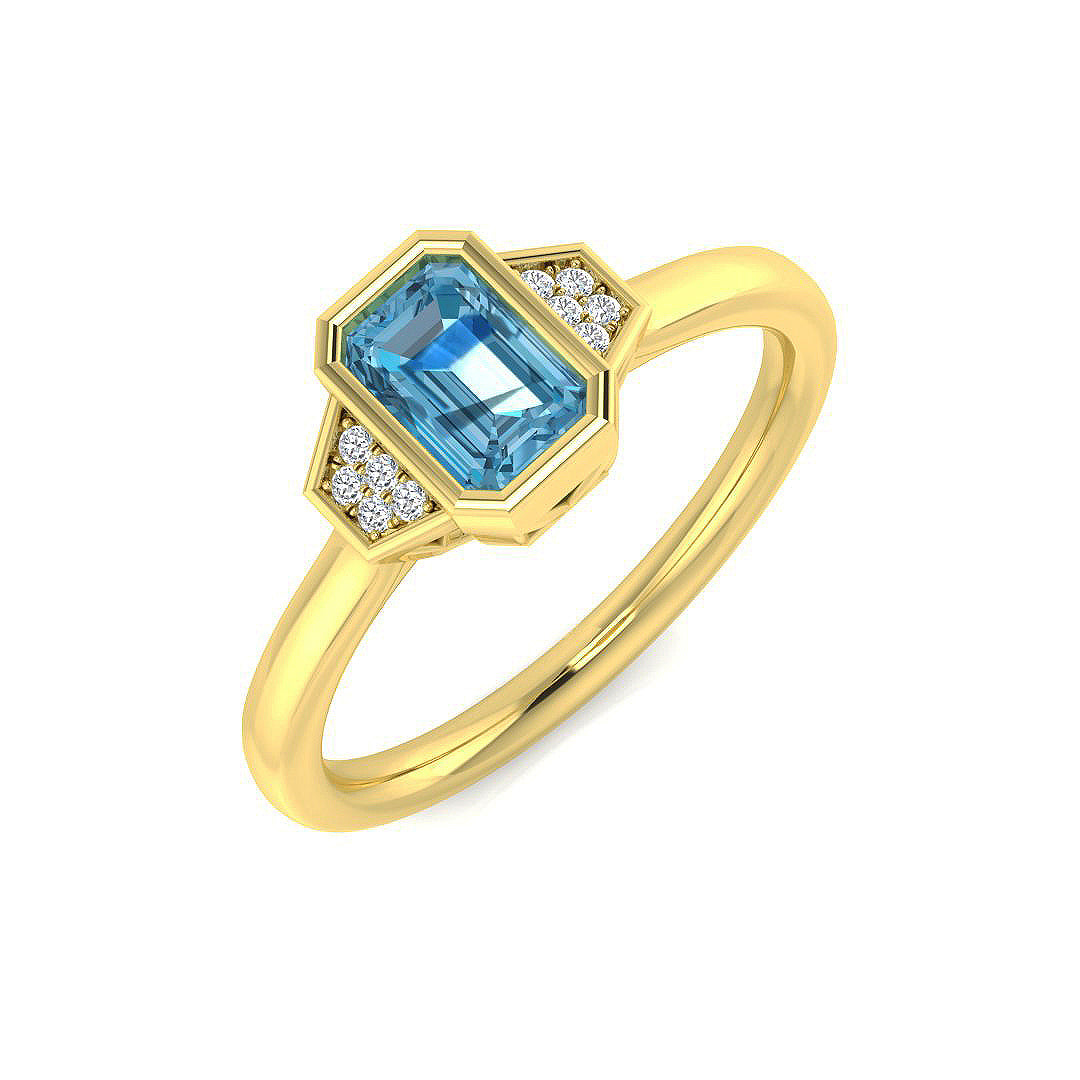 9ct Yellow Gold 0.71ct Sky Blue Topaz Ring