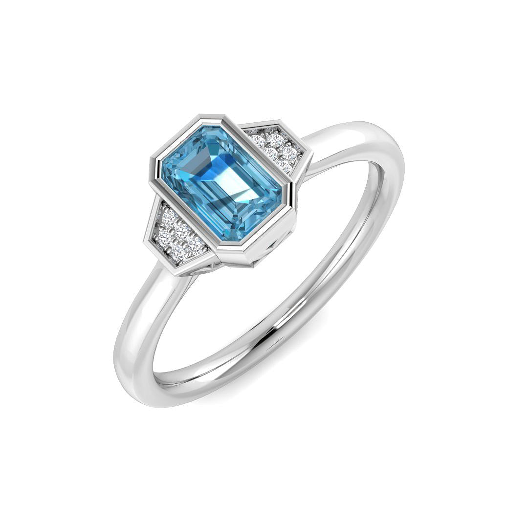 9ct White Gold 0.71ct Sky Blue Topaz Ring