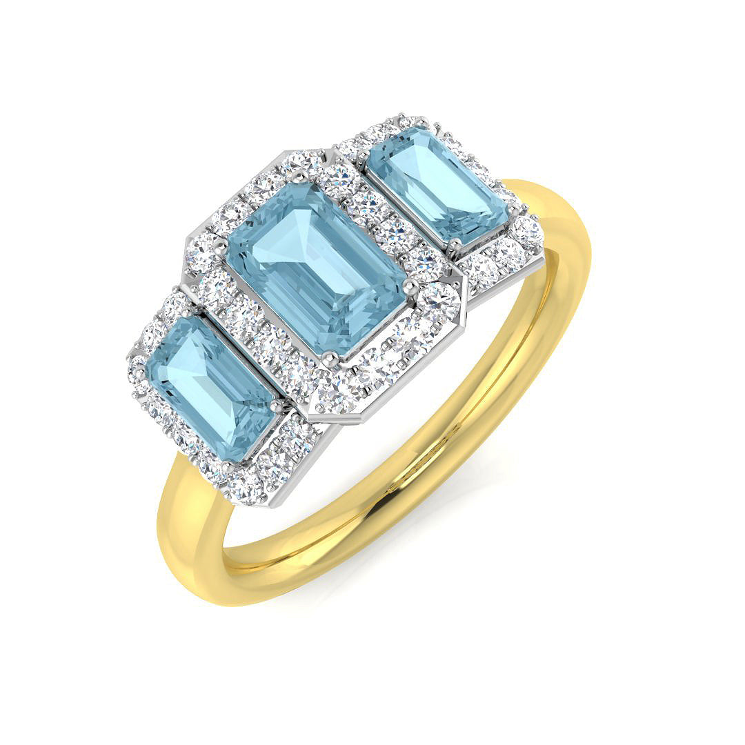 18ct Two-Tone Gold 1.52ct Aquamarine Ring