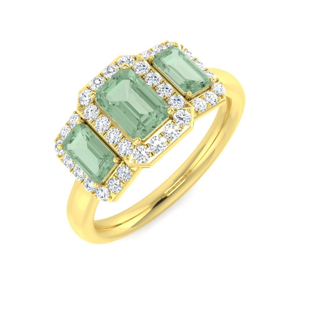 9ct Yellow Gold 1.80ct Green Amethyst Ring