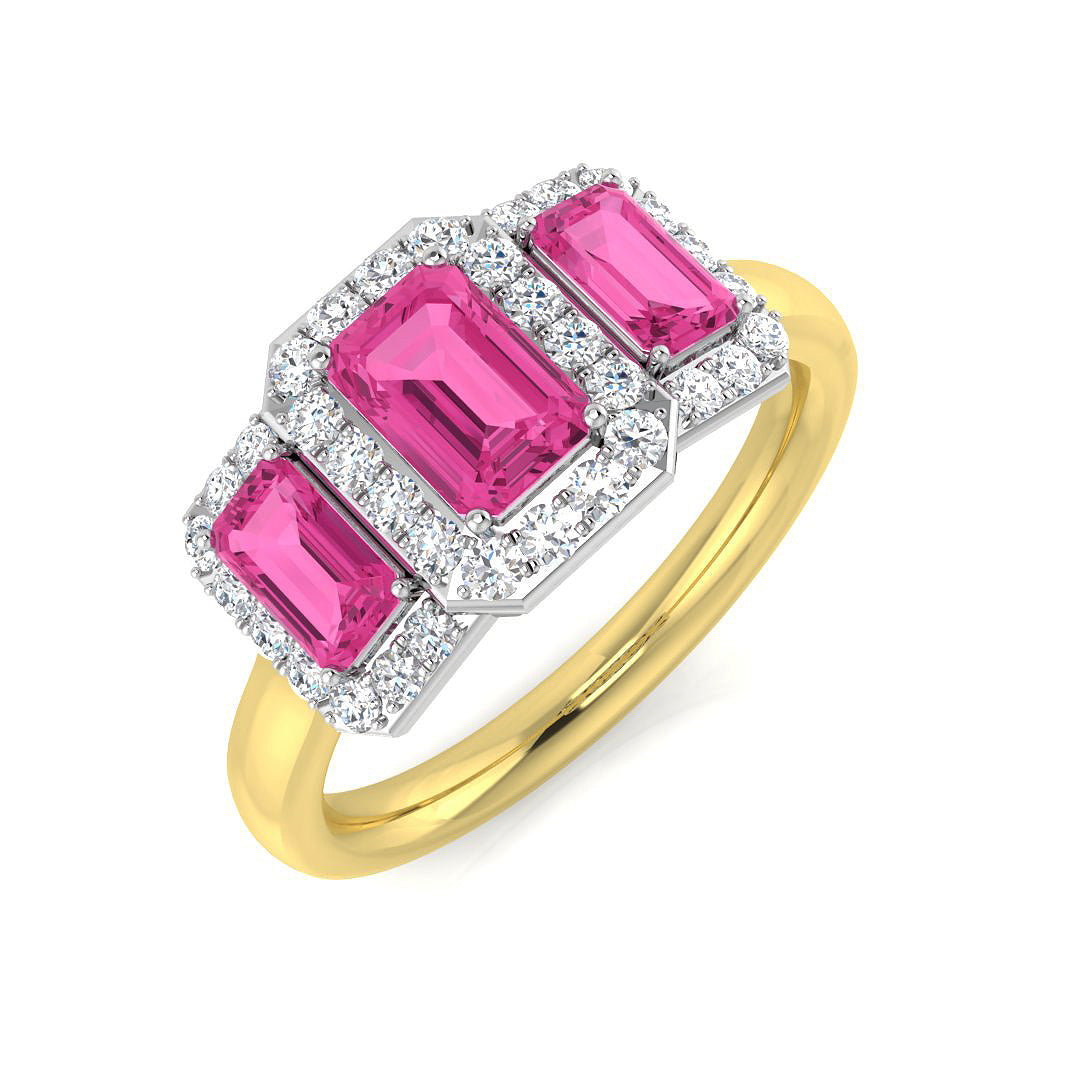 18ct Two-Tone Gold 1.38ct Pink Sapphire Ring