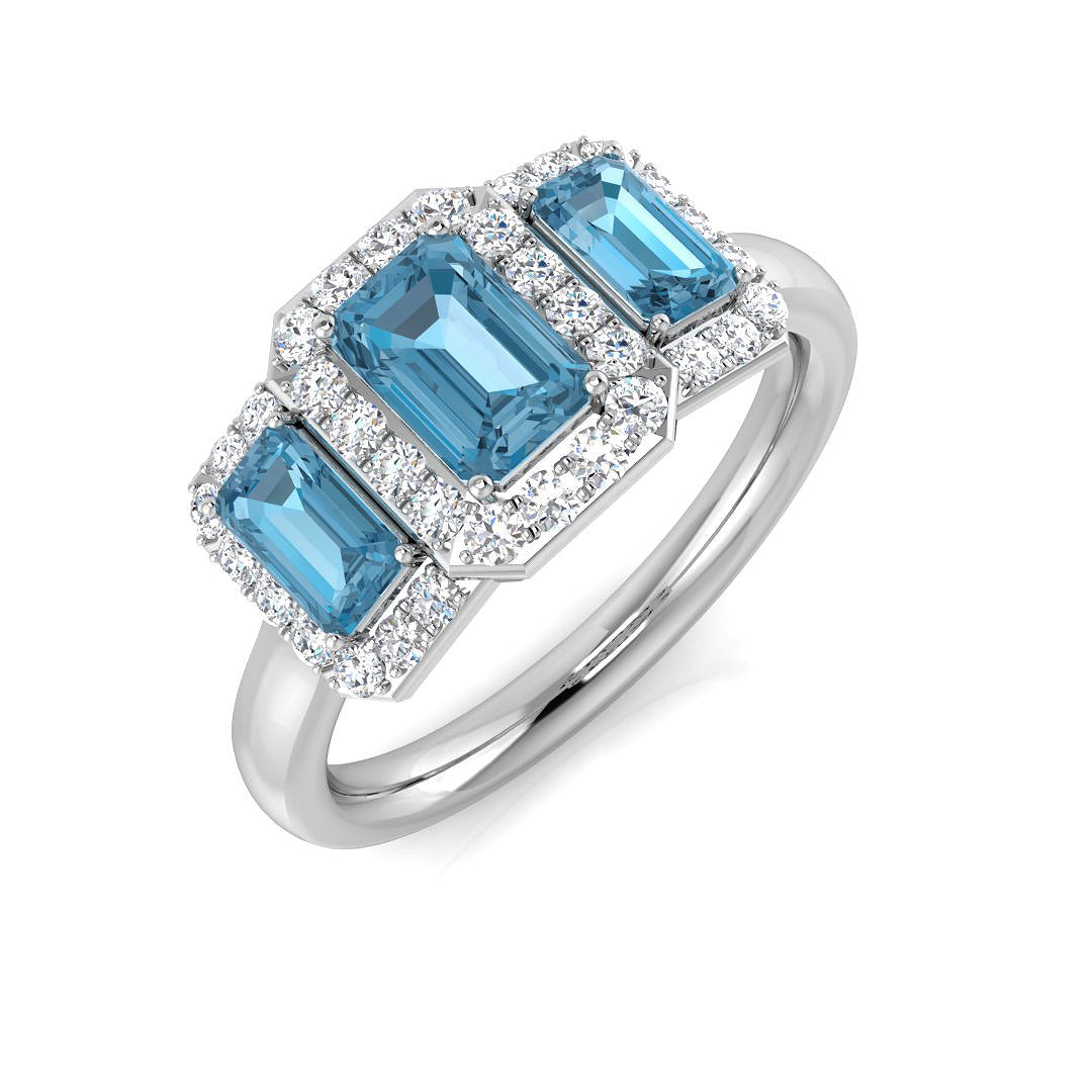 9ct White Gold 1.77ct Sky Blue Topaz Ring