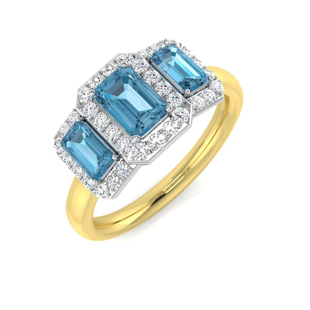 9ct Two-Tone Gold 1.77ct Sky Blue Topaz Ring