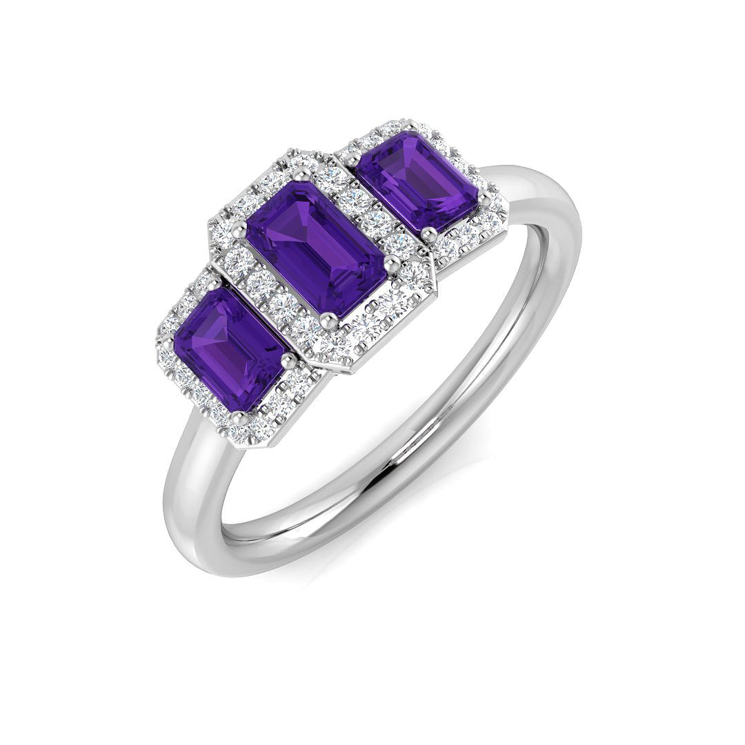 9ct White Gold 0.88ct Amethyst Ring