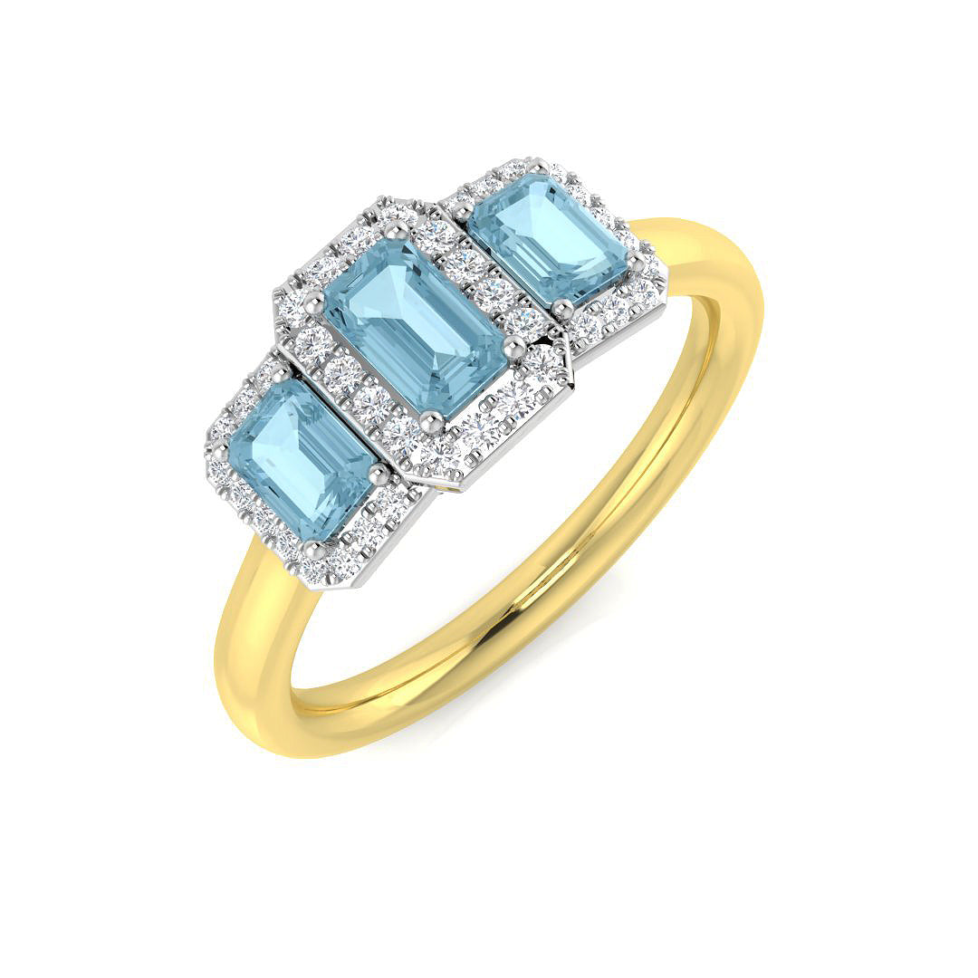 18ct Two-Tone Gold 0.90ct Aquamarine Ring