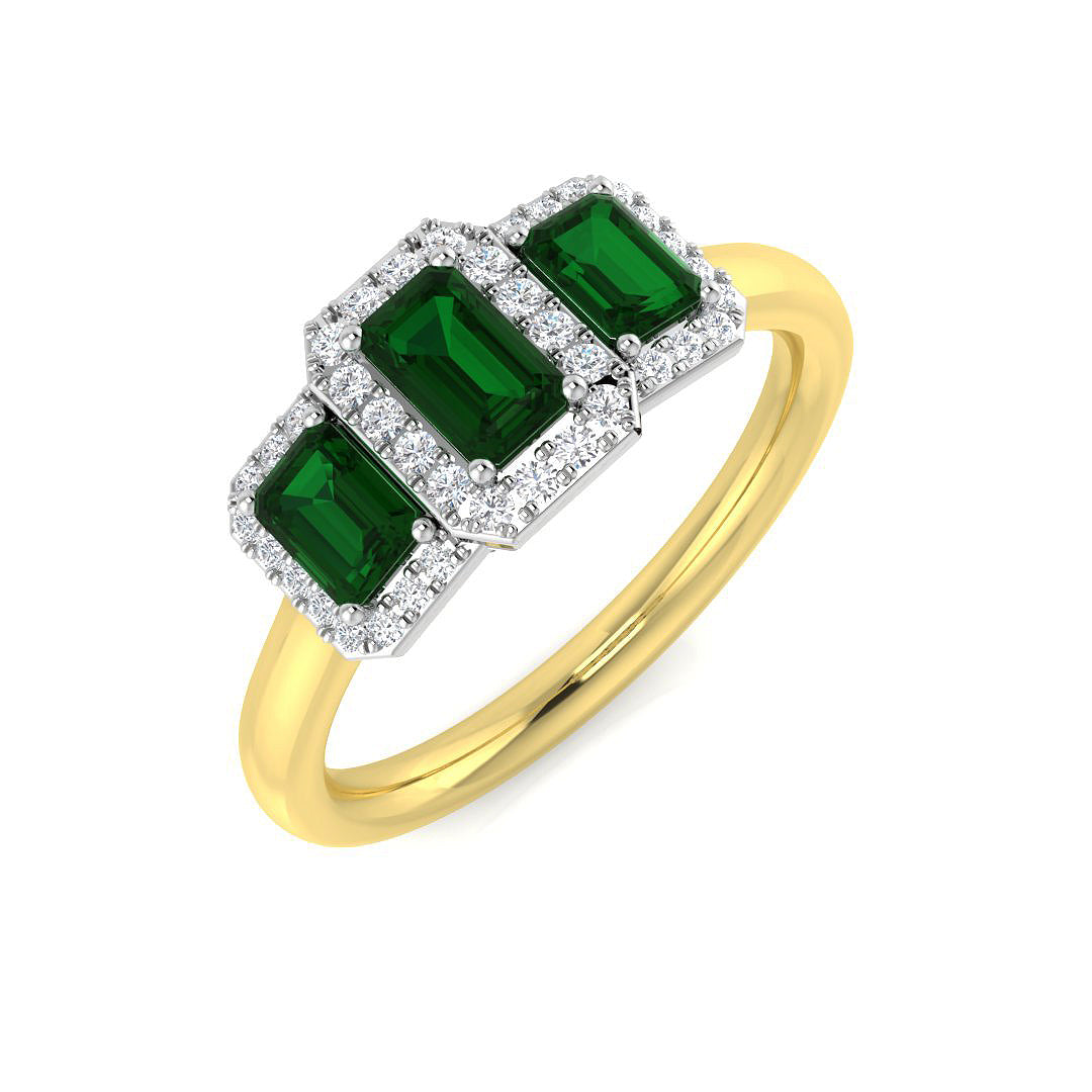 18ct Two-Tone Gold 0.83ct Emerald Ring