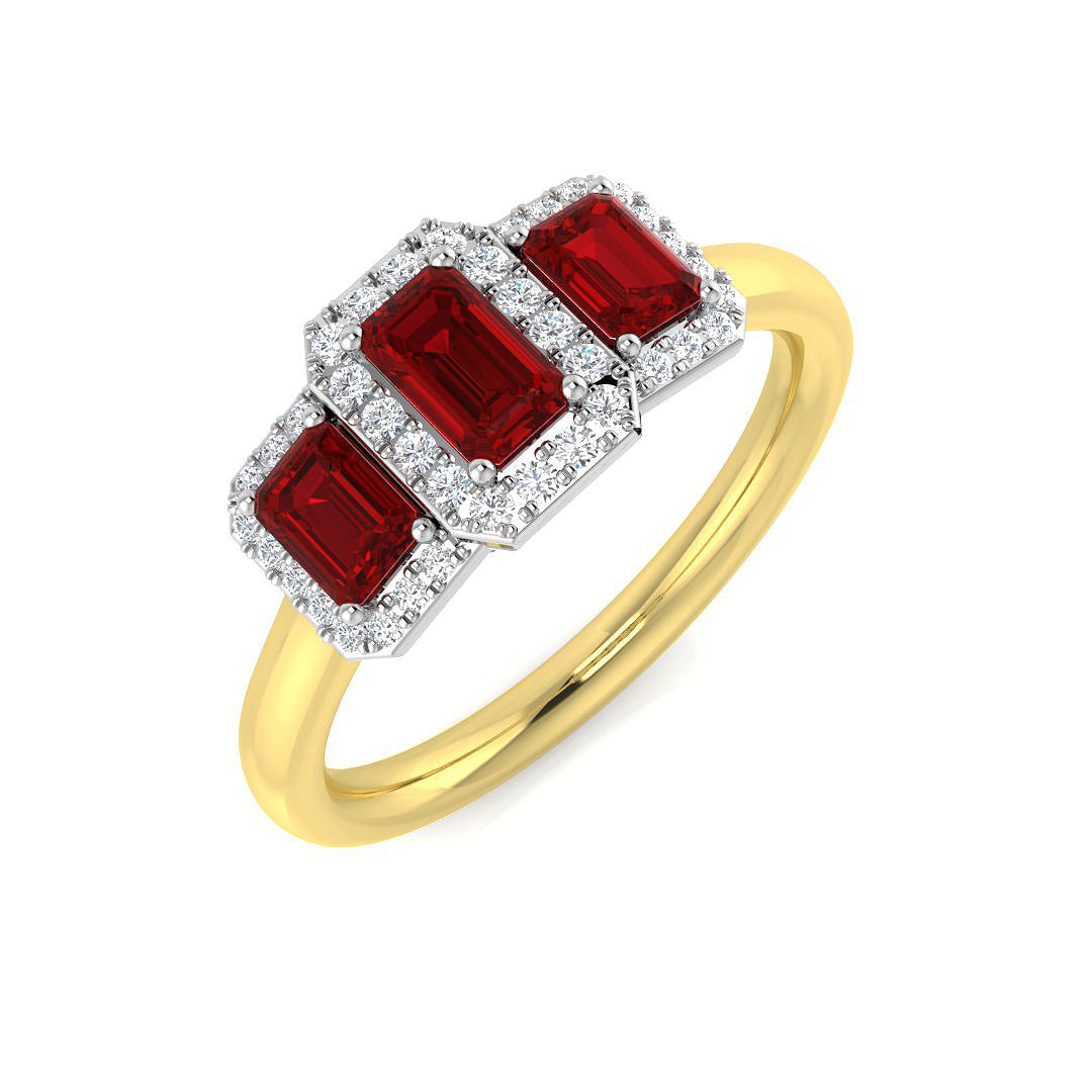 18ct Two-Tone Gold 0.88ct Ruby Ring