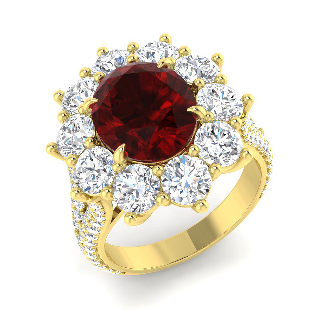 9ct Yellow Gold 9.31ct Laboratory Grown Lab Ruby Ring