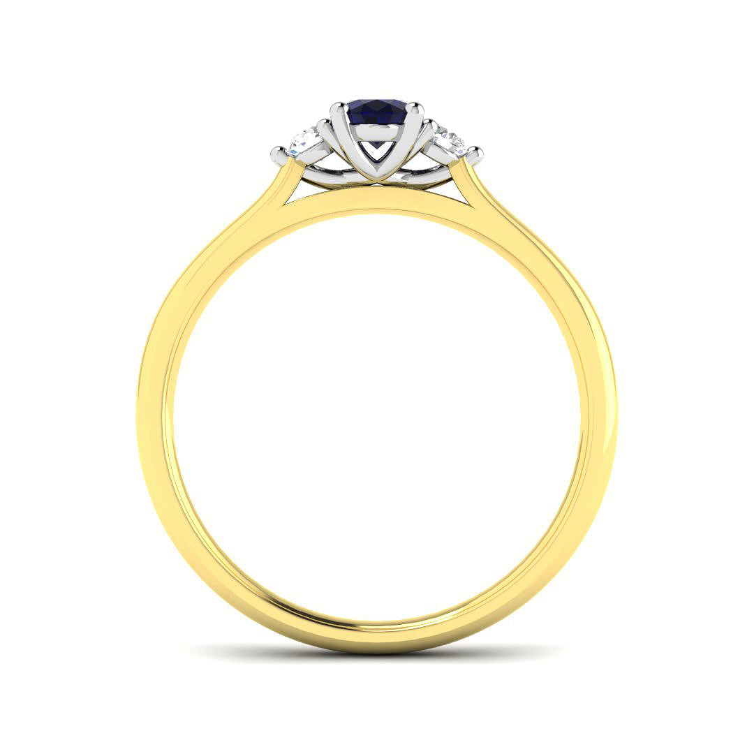 9ct Two-Tone Gold 0.51ct Blue Sapphire Ring
