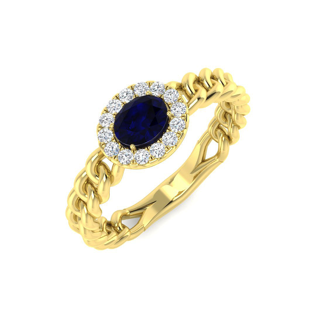 9ct Yellow Gold 0.61ct Blue Sapphire Ring